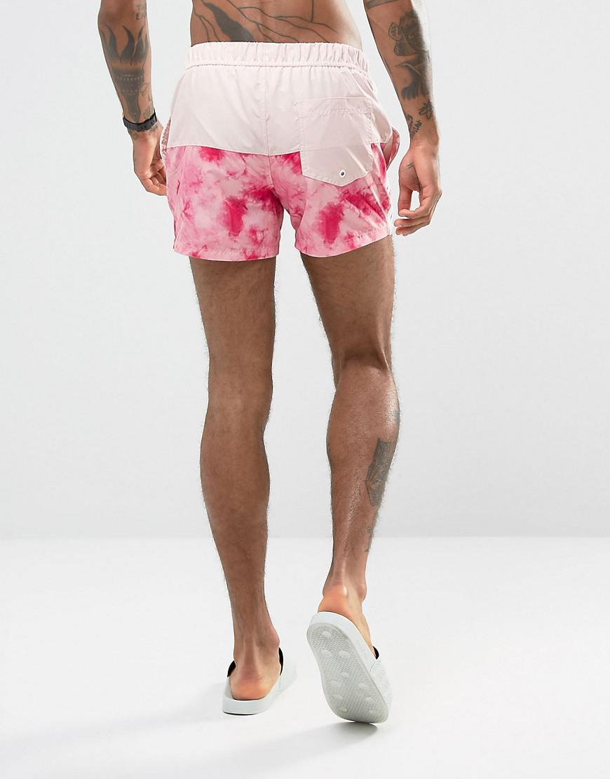Lyst Asos Festival Swim Shorts With Pink Tie Dye Panel And Side