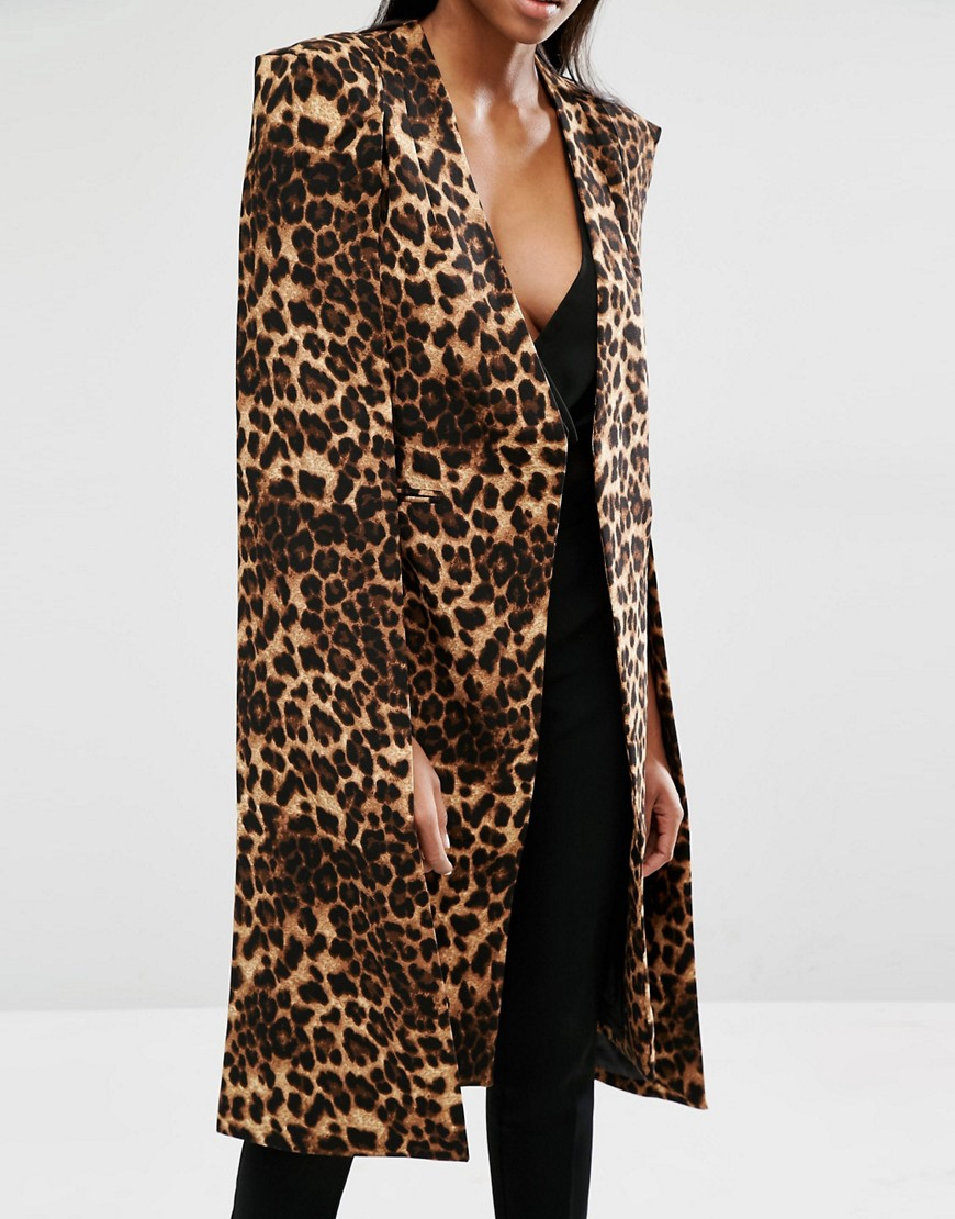 Collarless Leopard Print Outerwear