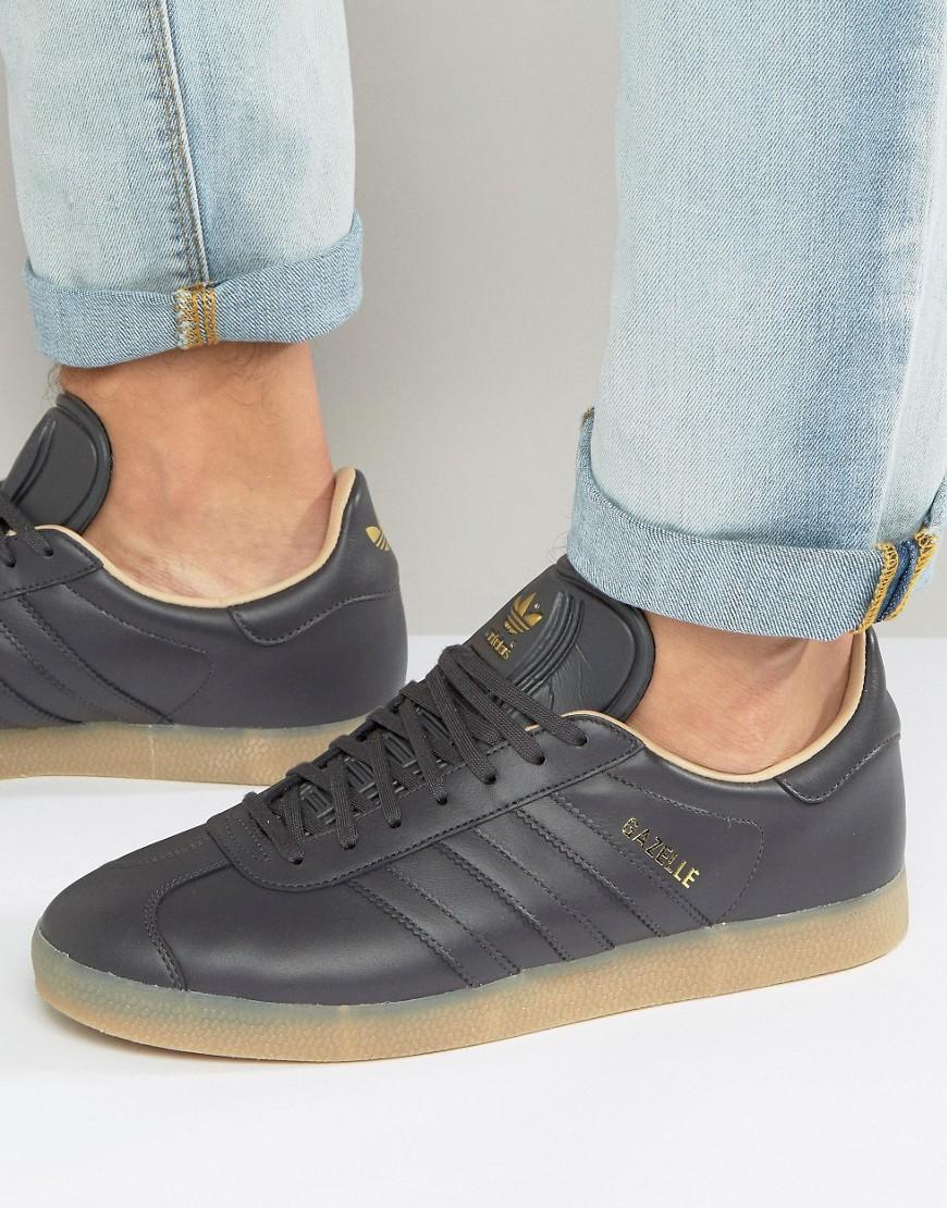 adidas black leather gazelle trainers adidas black leather gazelle trainers