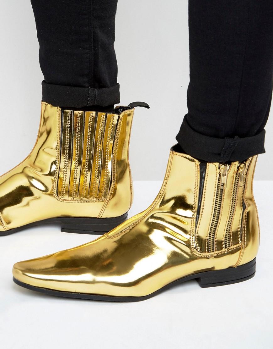 metallic chelsea boots