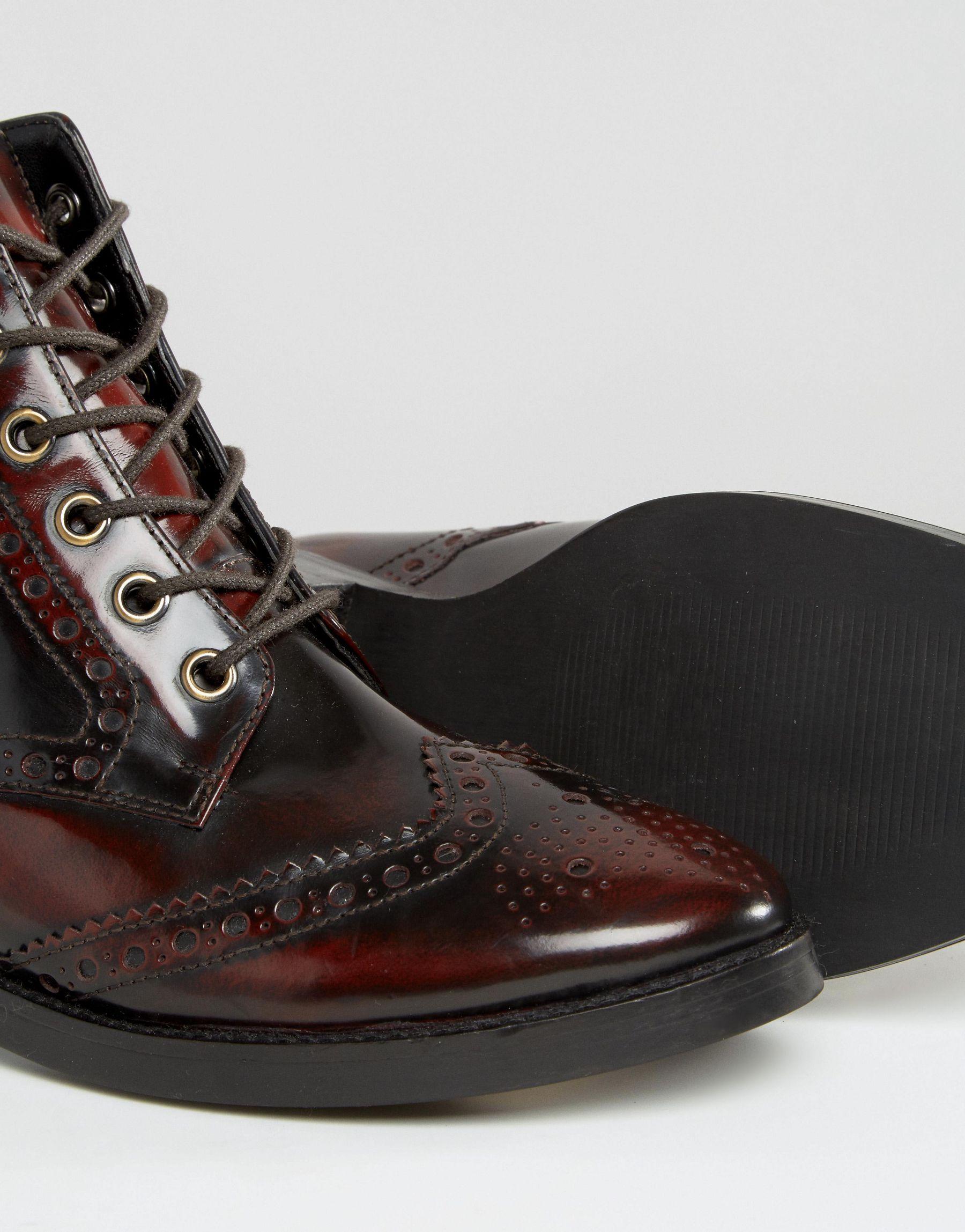 Lyst Office Anagram Brogue Lace Up Leather Ankle Boots