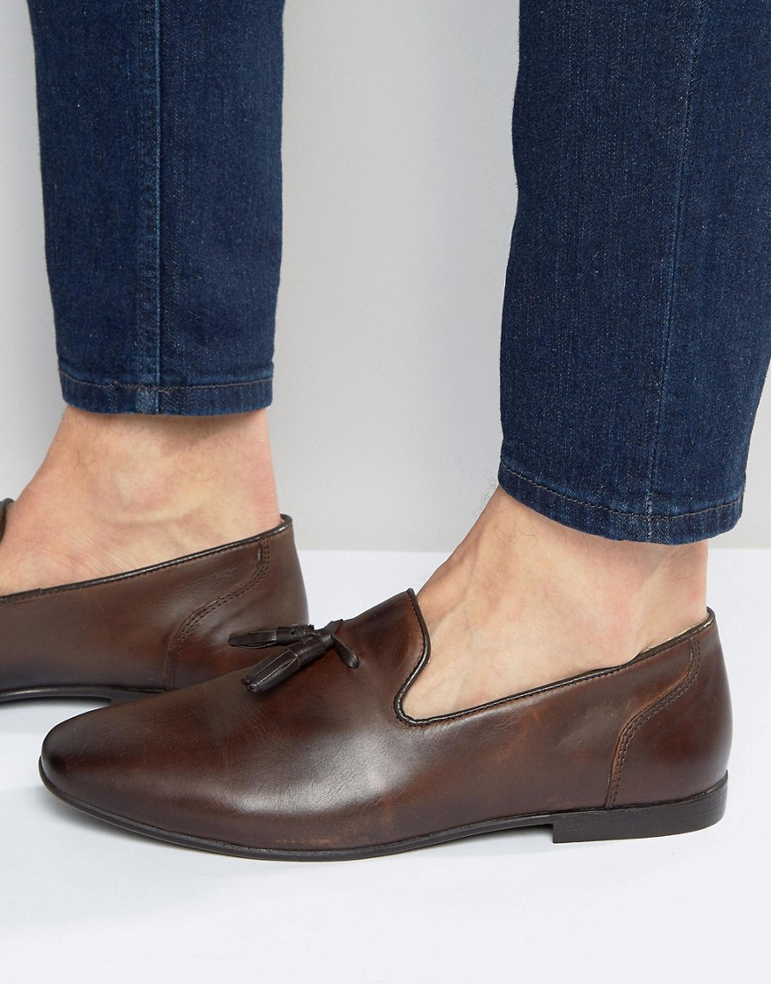 ASOS Tassel Loafers In Brown Leather in Brown for Men - Lyst