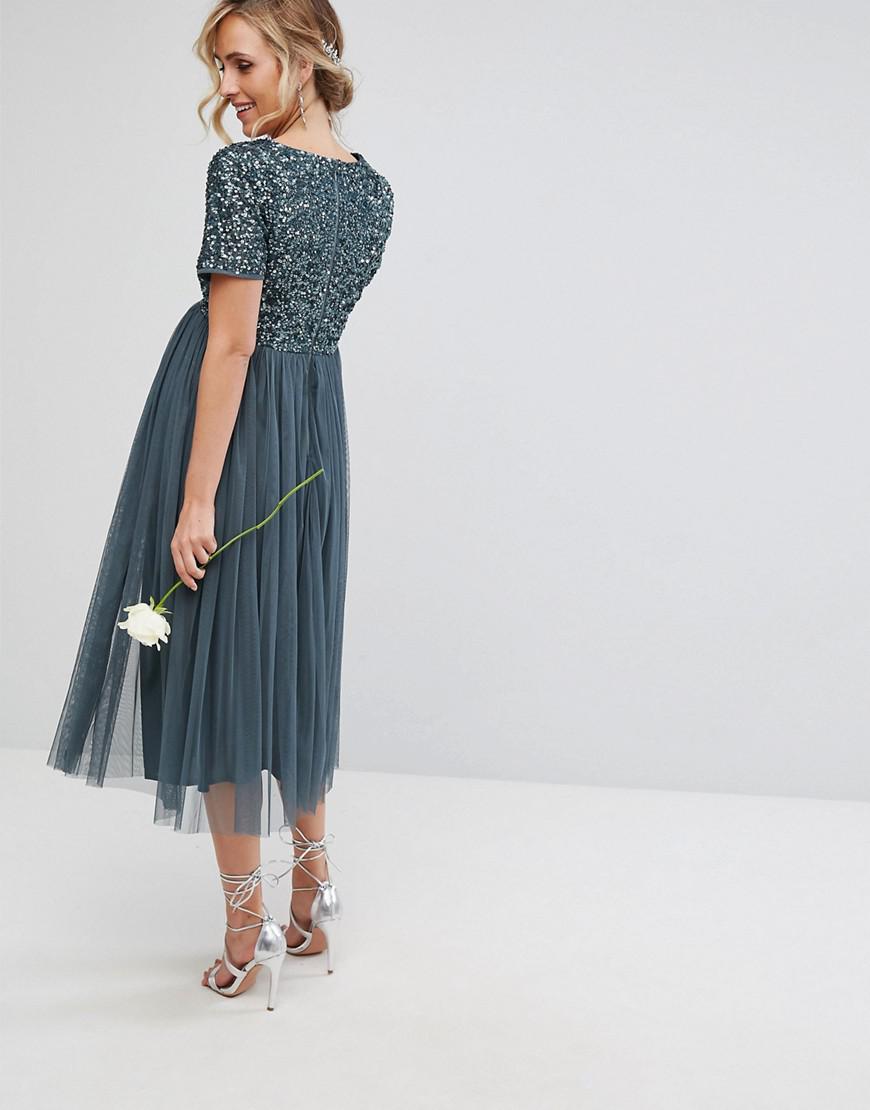 sequin and tulle maternity dress
