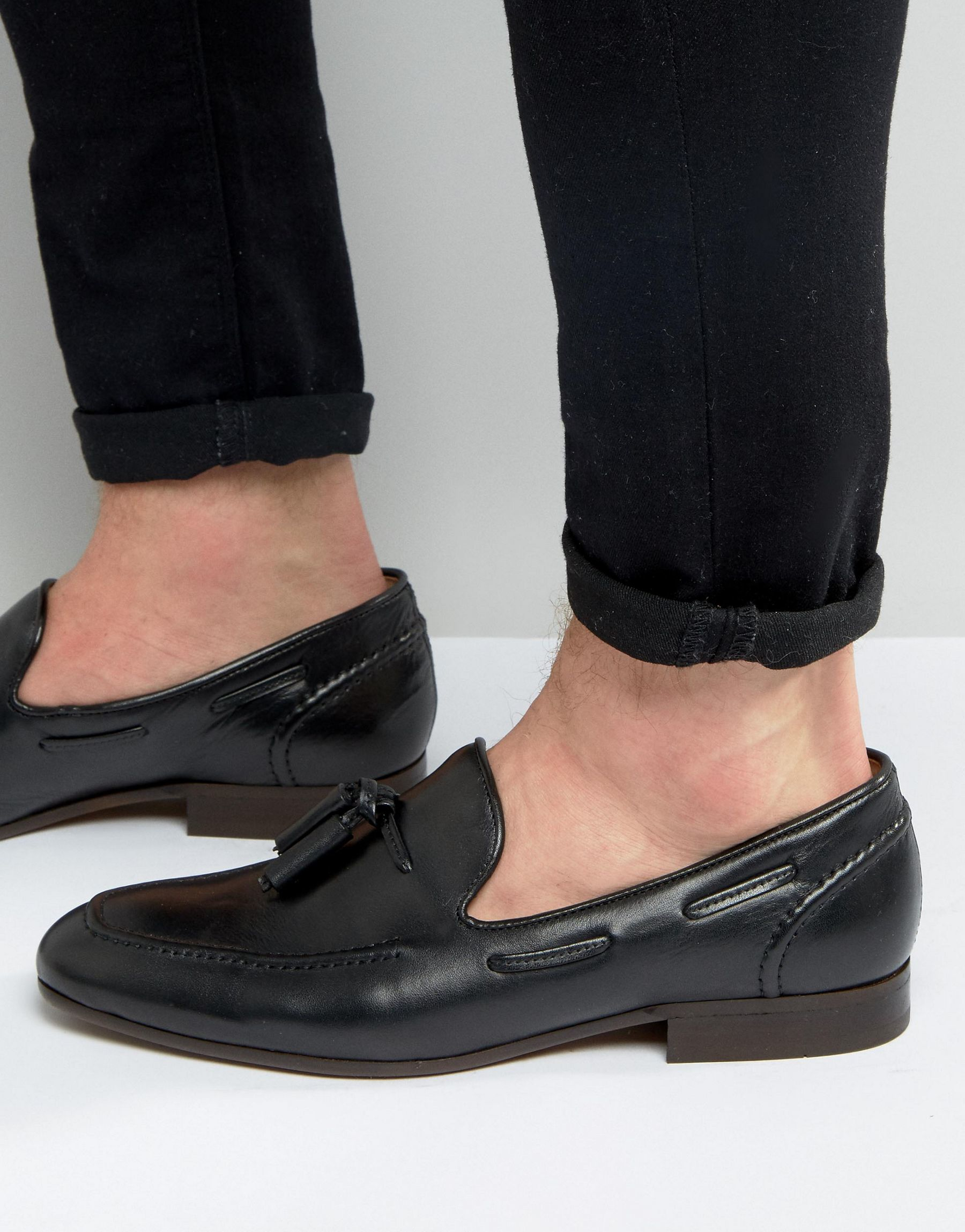 H by hudson Pierre Leather Smart Loafers in Black for Men | Lyst