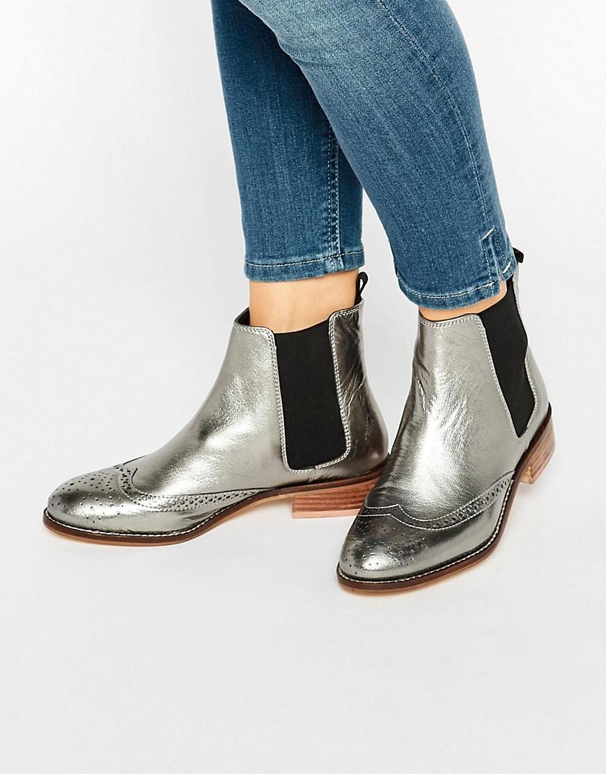 Dune Quentin Leather Chelsea Boots in Metallic - Lyst