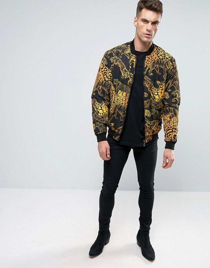 Versace Bomber Jacket In Tiger Print in Black for Men | Lyst