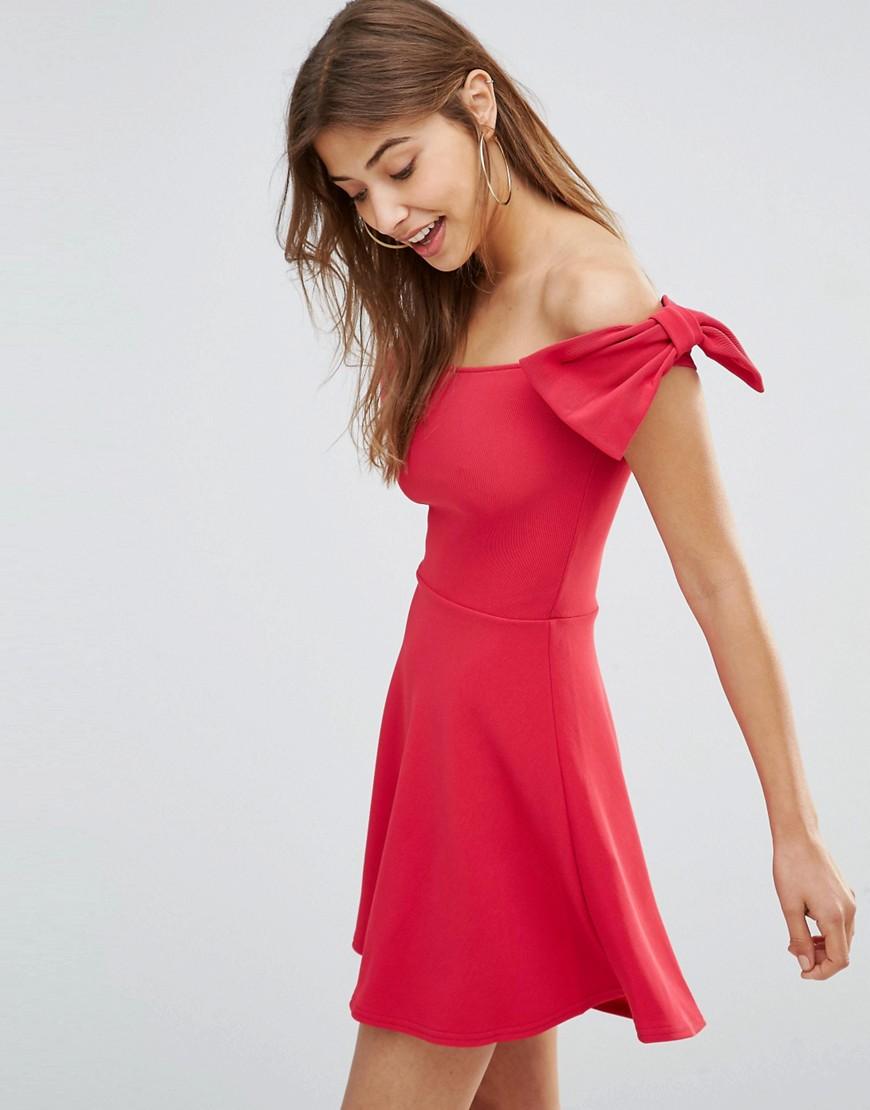 oh my shoulder bow dress in pink lyst oh my shoulder bow dress in pink lyst