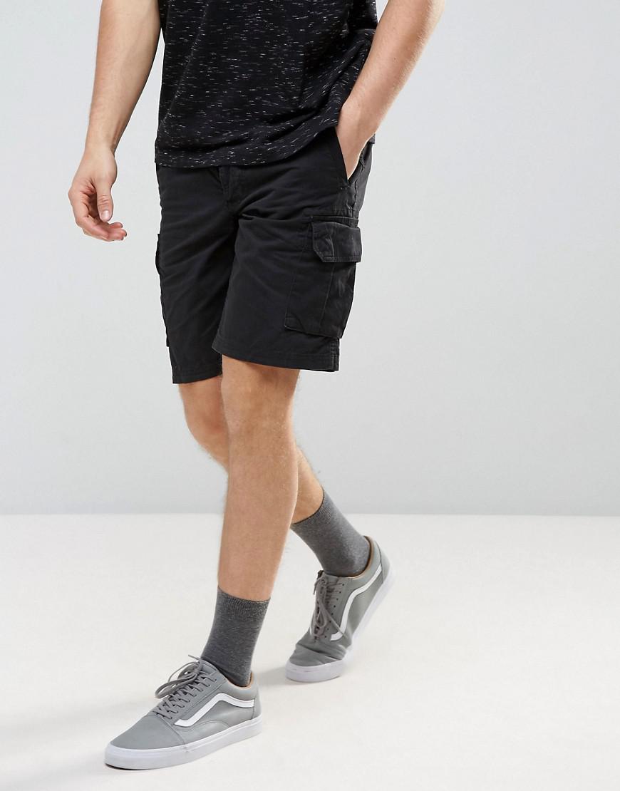Lyst - Pull&Bear Cargo Shorts In Black in Black for Men