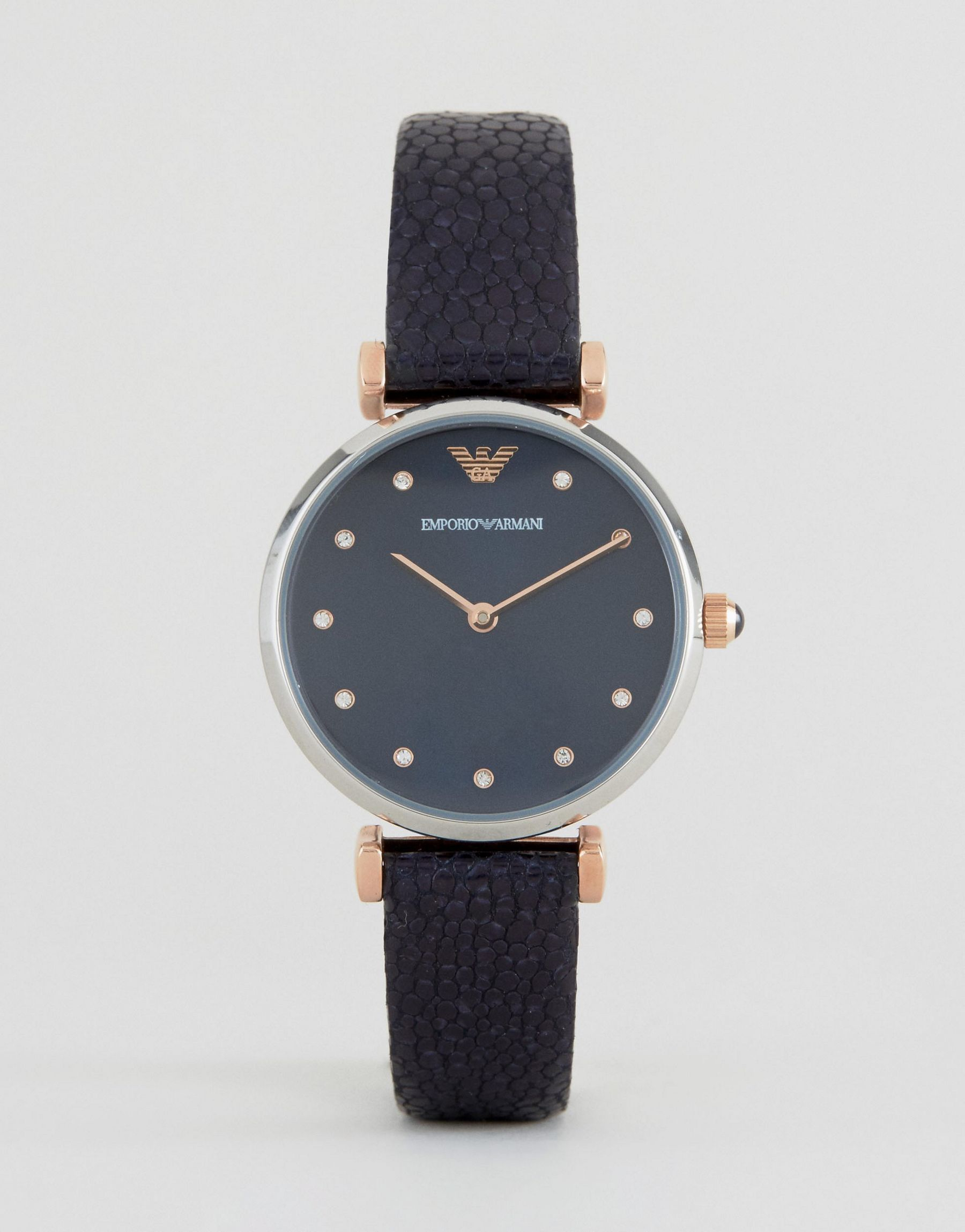 Lyst - Emporio Armani Navy Leather Retro Watch Ar1989 in Blue