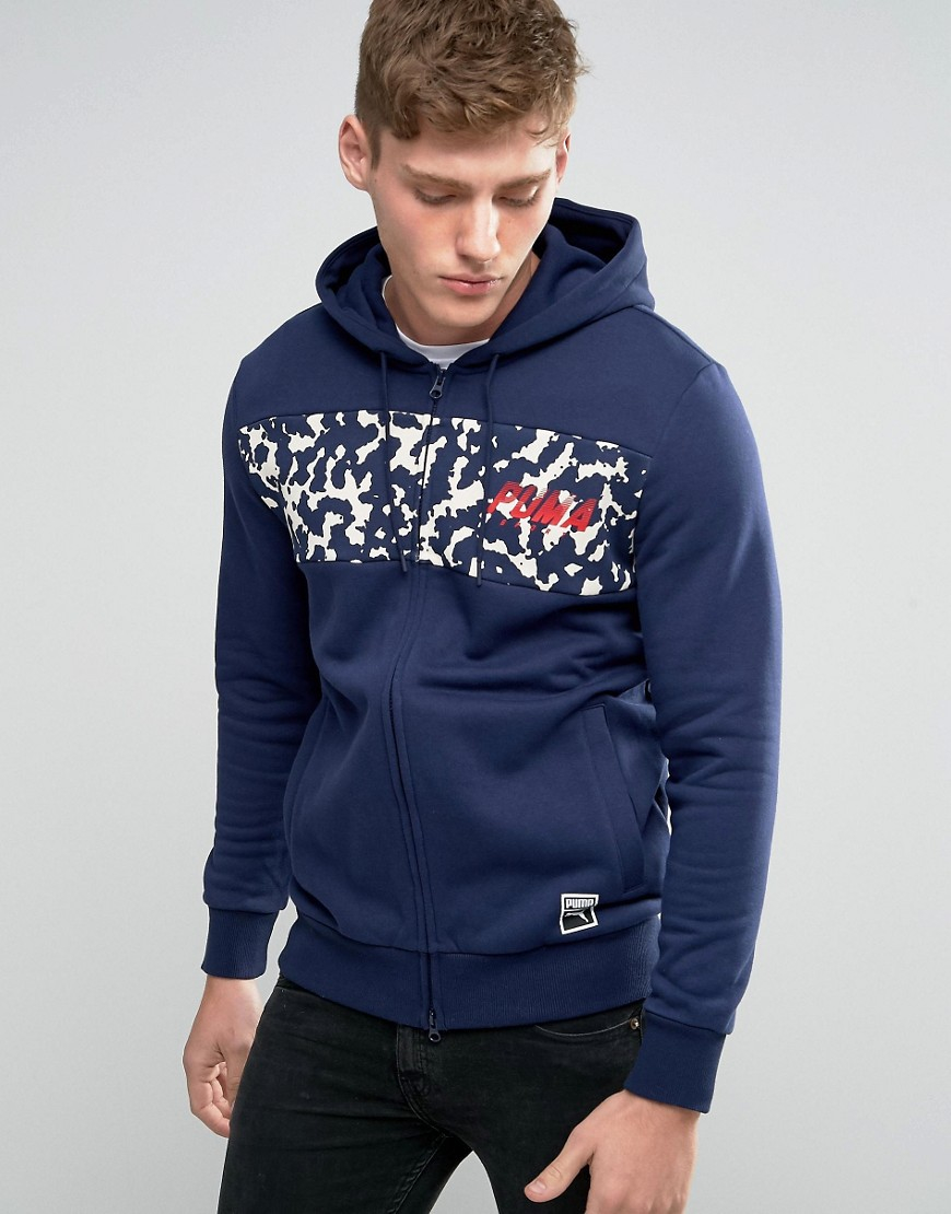 Puma Print Hoodie In Blue 57160308 in Blue for Men | Lyst