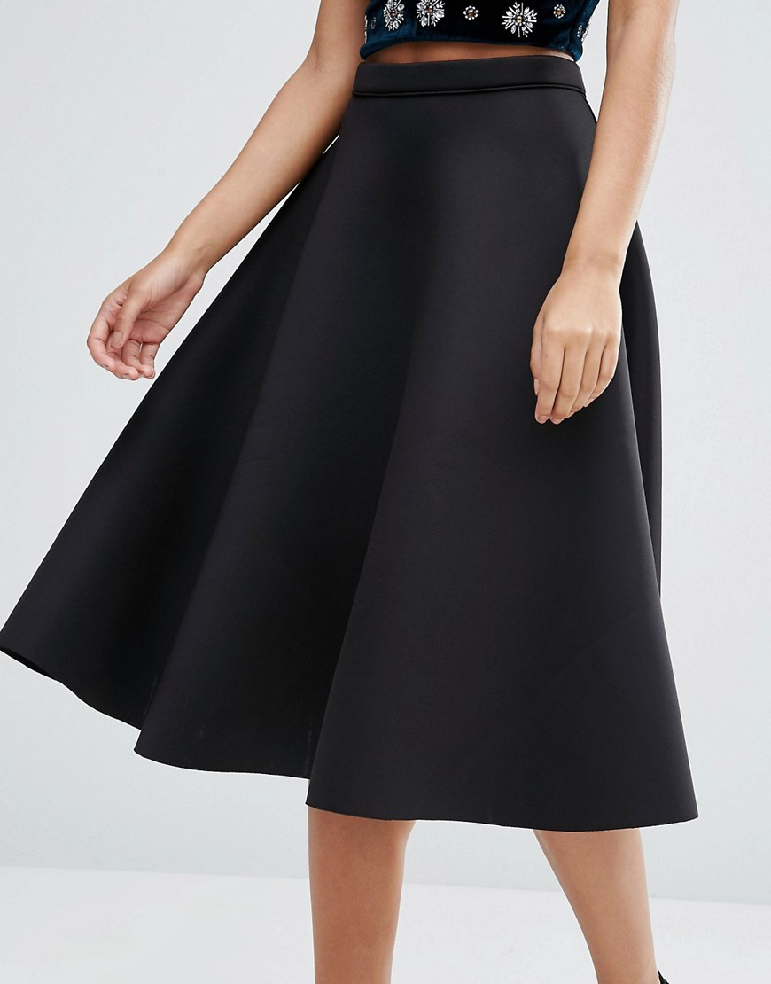 Lyst - Asos Full Circle Midi Prom Skirt In Scuba in Black