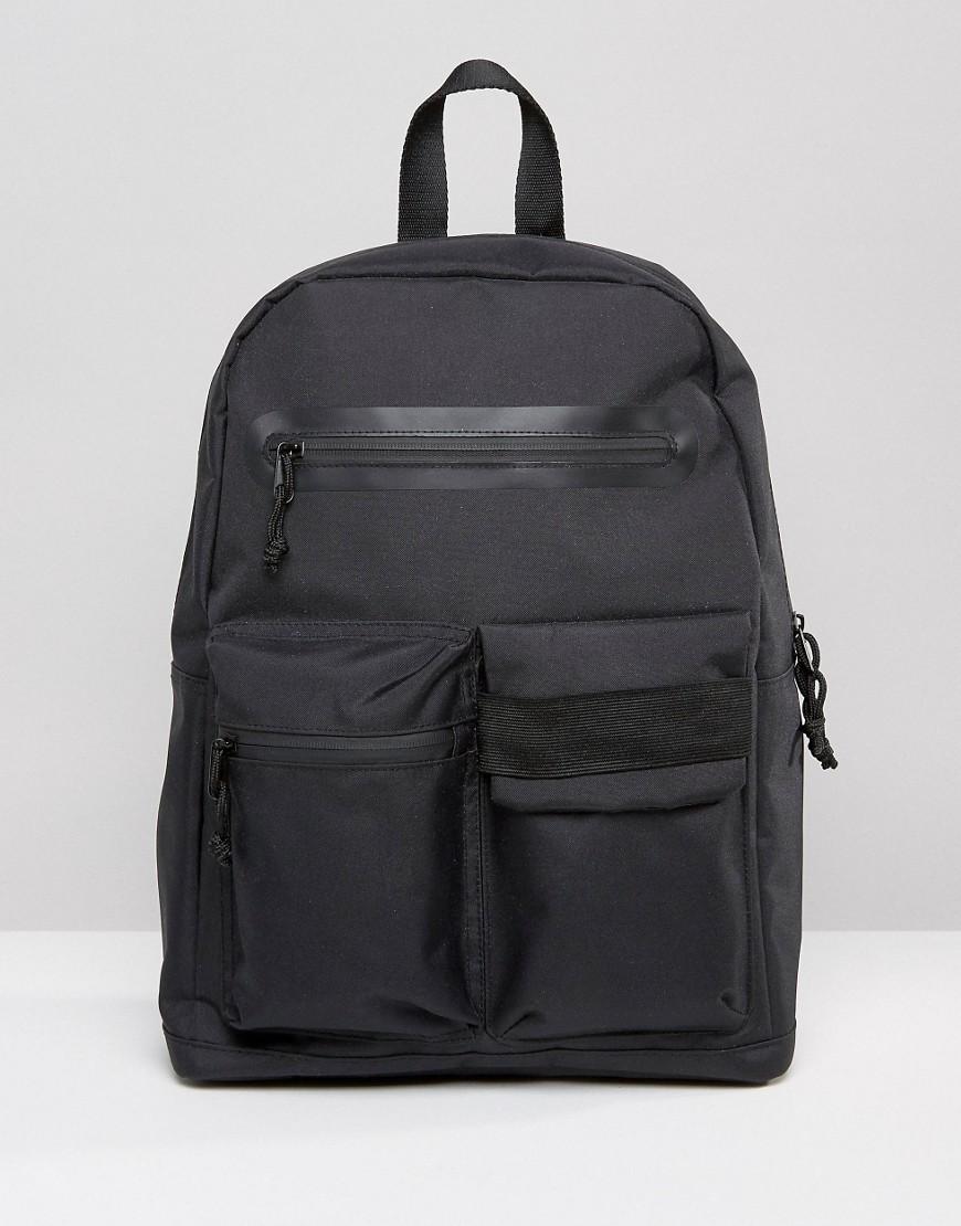 Asos Backpack In Black With Front Pockets in Black for Men ...