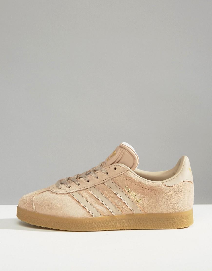 Lyst - Adidas originals Originals Beige Gazelle Sneakers With Gum Sole ...