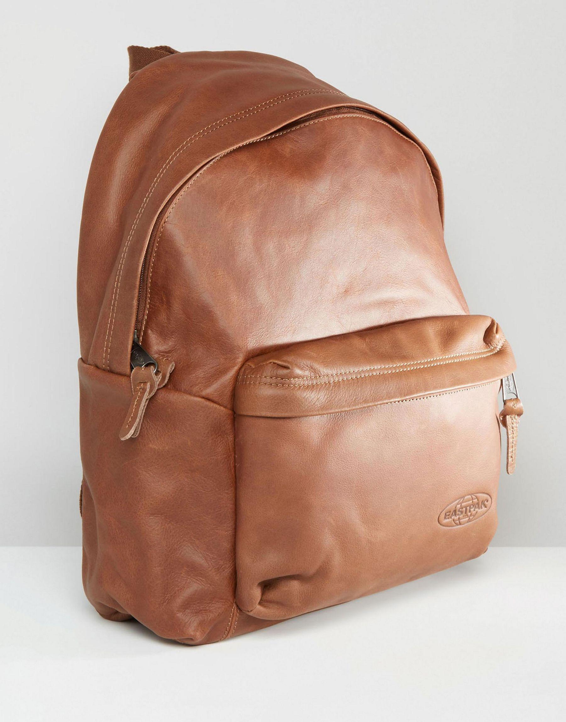 Lyst - Eastpak Padded Pak R Leather Backpack in Brown