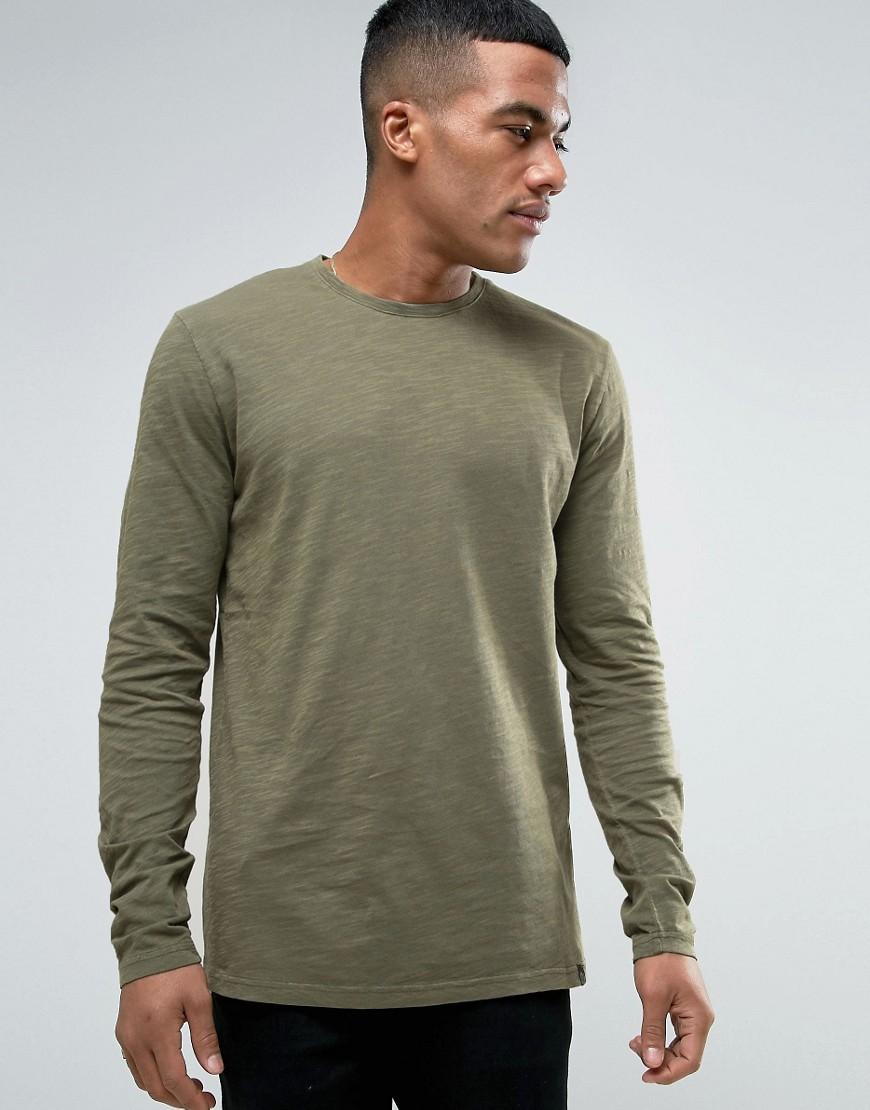 Solid Long Sleeve T-shirt in Green for Men | Lyst