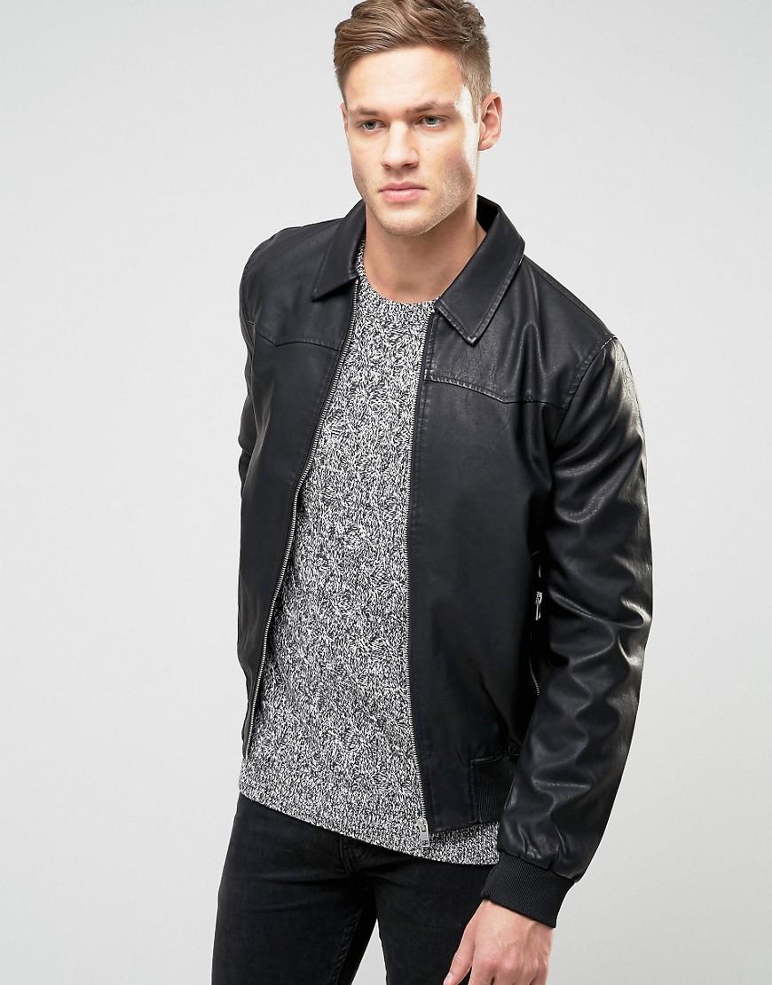 Download Lyst - New Look Faux Leather Harrington Jacket In Black in ...