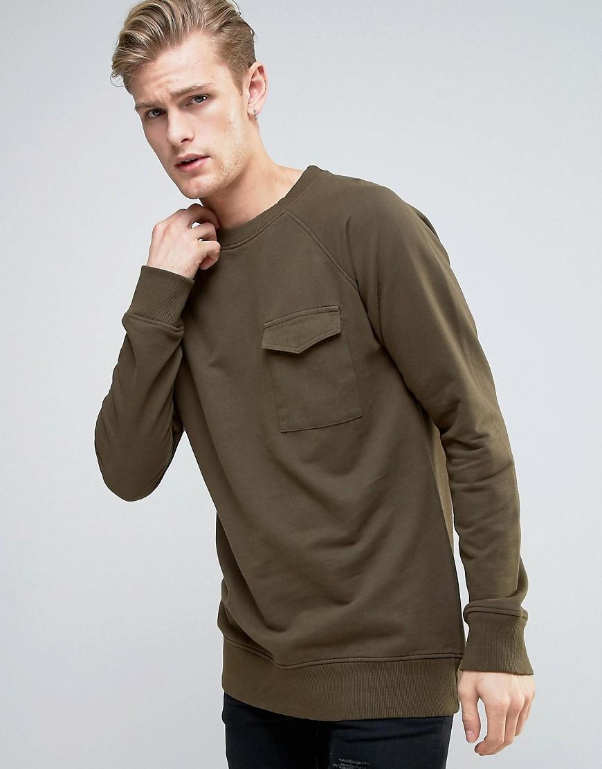 Lyst - Another influence Woven Pocket Sweat Sweater in Green for Men