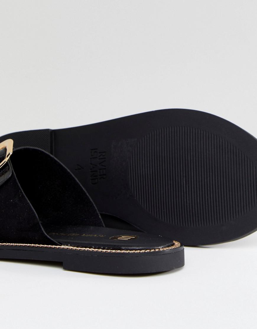 Lyst River Island D Ring Detail Cross Front Sliders In Black Gallery