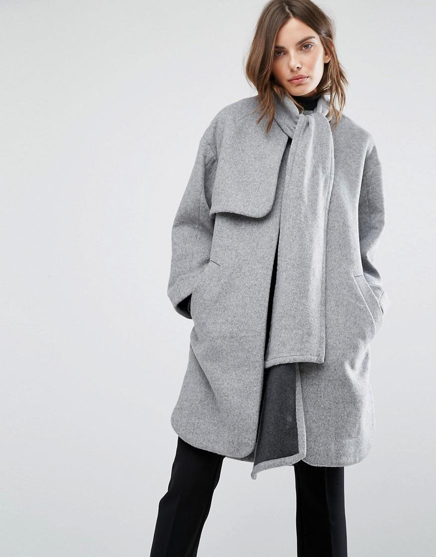 River Island Maxi Faux Fur Coat With Hood In Gray Lyst Gallery