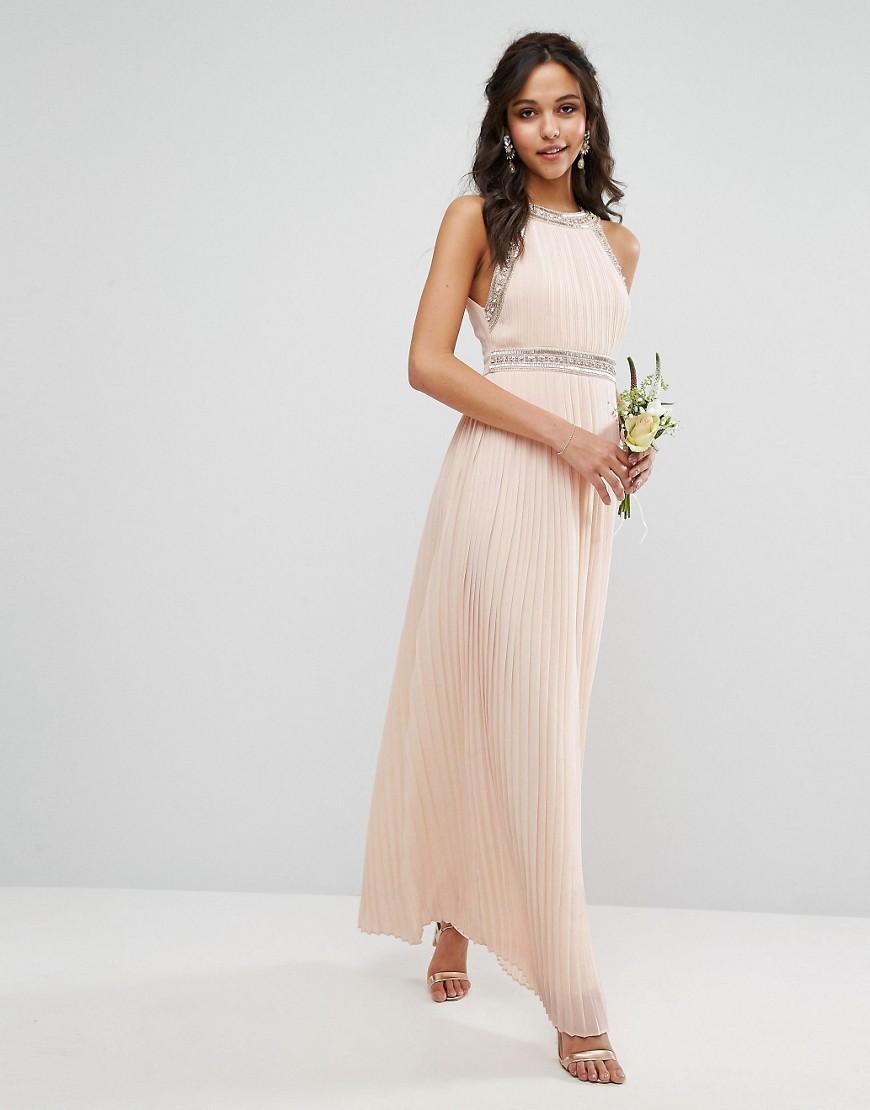 Tfnc london Wedding Embellished Neck Maxi Dress in Pink | Lyst