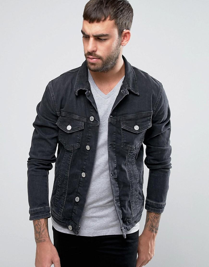 Jack & jones Intelligence Denim Jacket in Black for Men | Lyst