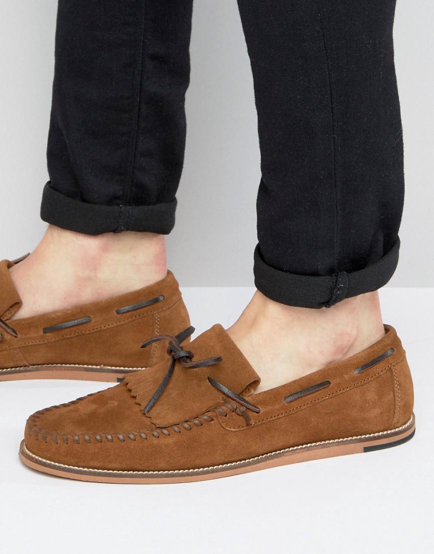 Asos Loafers In Tan Suede With Fringe Detail And Natural Sole in Brown ...