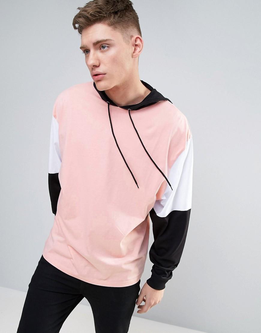 Lyst - Asos Oversized Long Sleeve T-shirt With Hood And Black Horizons ...