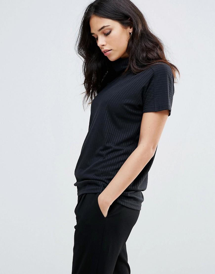 ladies black roll neck top