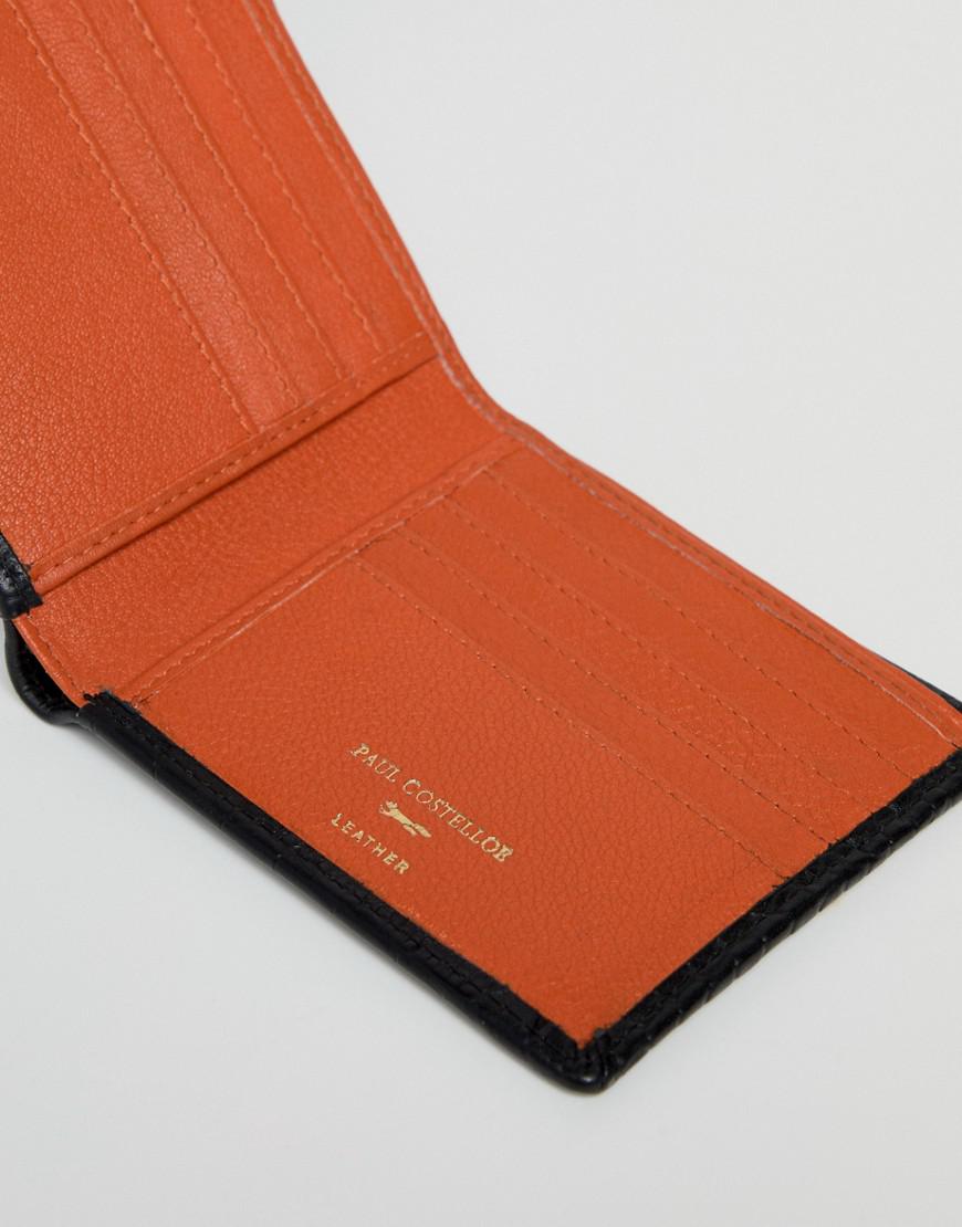 Lyst - Paul Costelloe Mock Croc Orange Lined Wallet in Black for Men