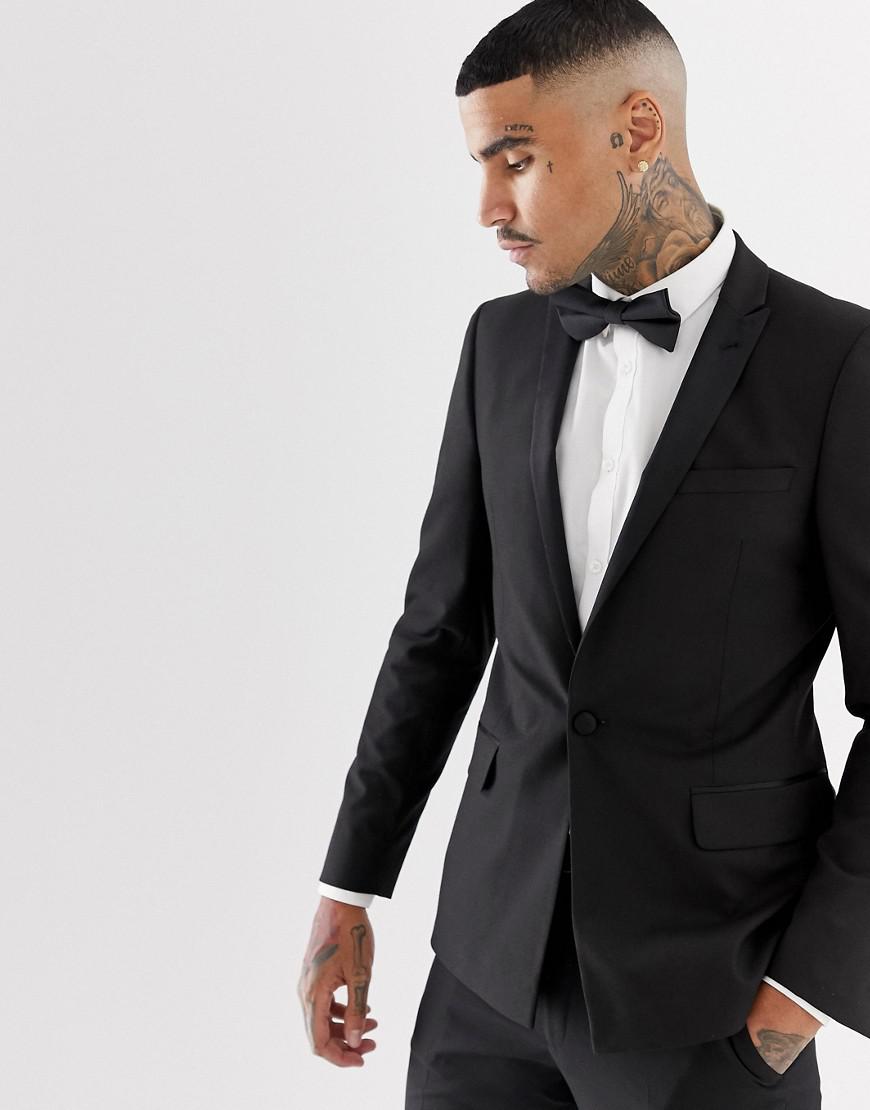 Asos Skinny Tuxedo Suit Jacket With Satin Lapel In Black ...