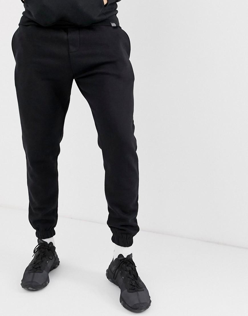 Lyst - Pull&Bear Slim Fit Two-piece Sweatpants In Black in Black for Men