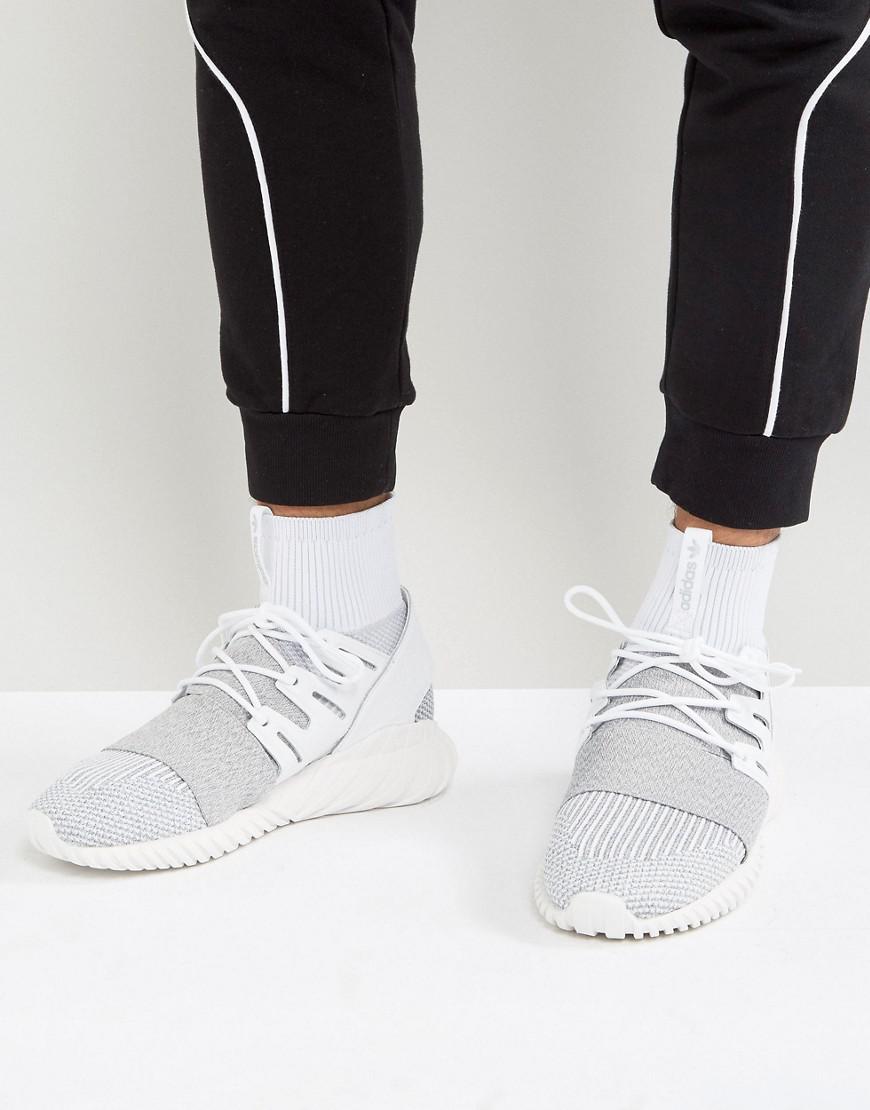 Adidas Originals Gray Tubular Doom Primeknit Trainers In Grey By3553 for men Adidas Originals Gray Tubular Doom Primeknit Trainers In Grey By3553 for men