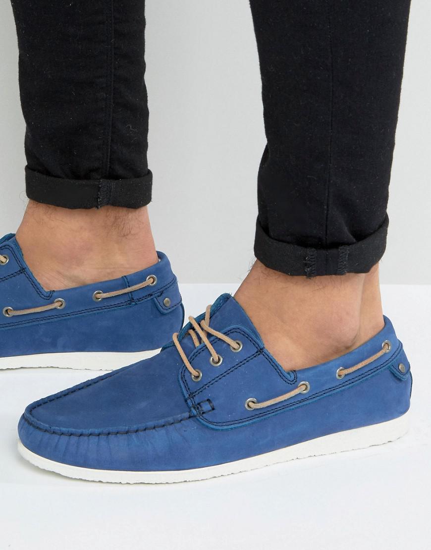 Dune Belize Suede Boat Shoes in Blue for Men Lyst