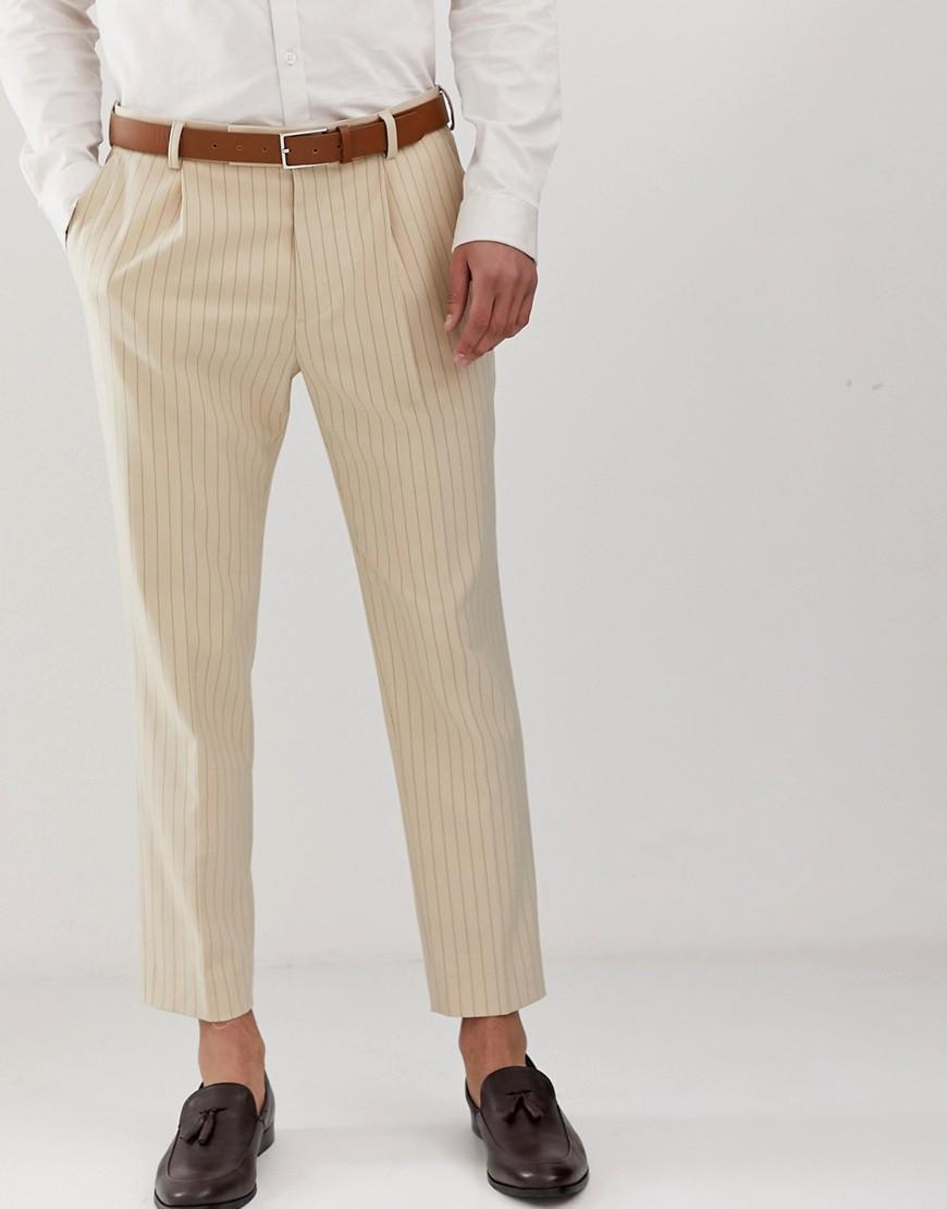ASOS Cigarette Suit Pants In Cream Pinstripe in Natural for Men - Lyst