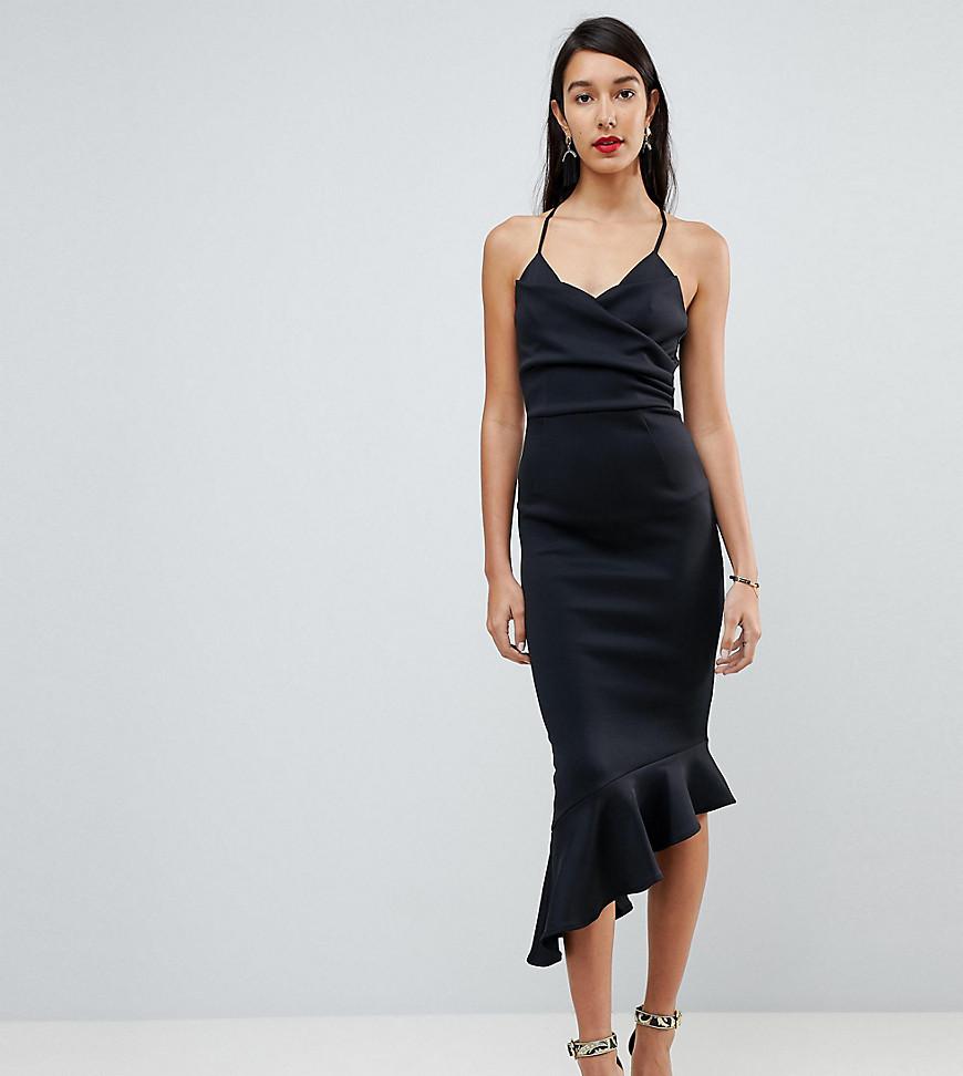 Lyst - Asos Scuba Cami Pephem Midi Dress in Black