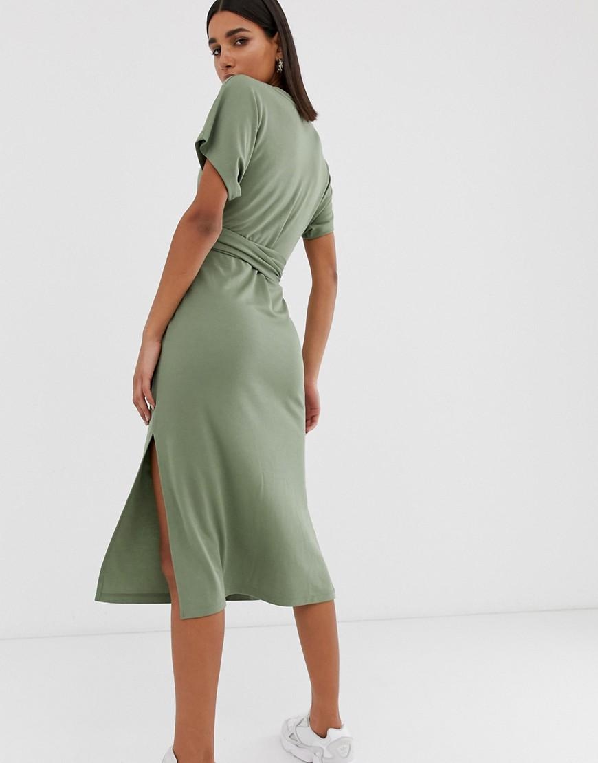 bershka green cut out dress