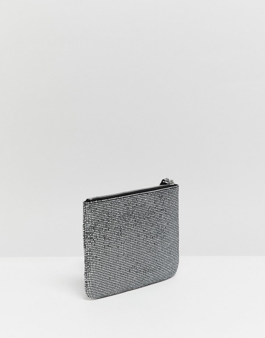 Lyst Monki Glitter Envelope Bag In Silver Metallic
