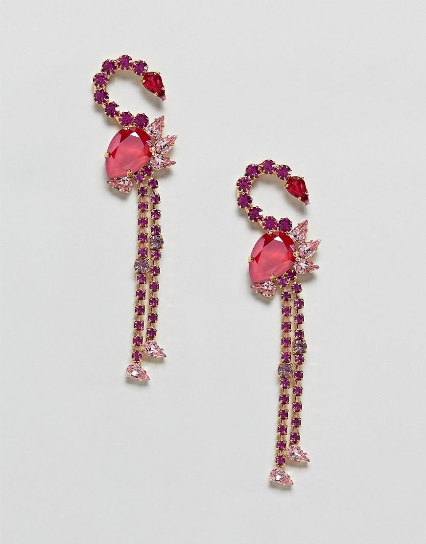Lyst Krystal London Swarovski Crystal Flamingo Earrings In Pink Gallery
