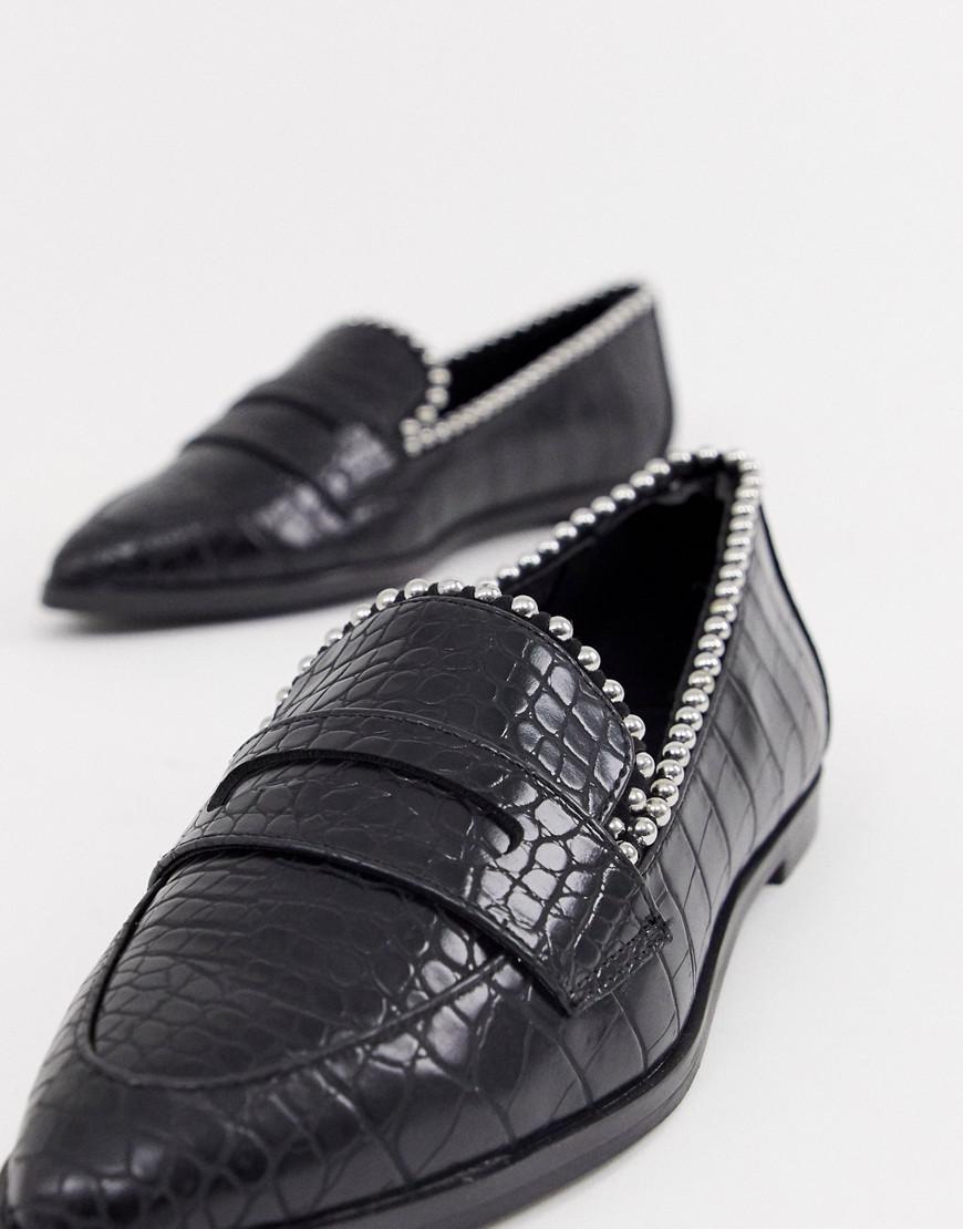 black croc loafers womens