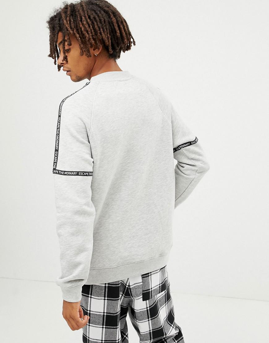 Lyst - Bershka Sweatshirt In Light Gray With Side Taping in Gray for Men