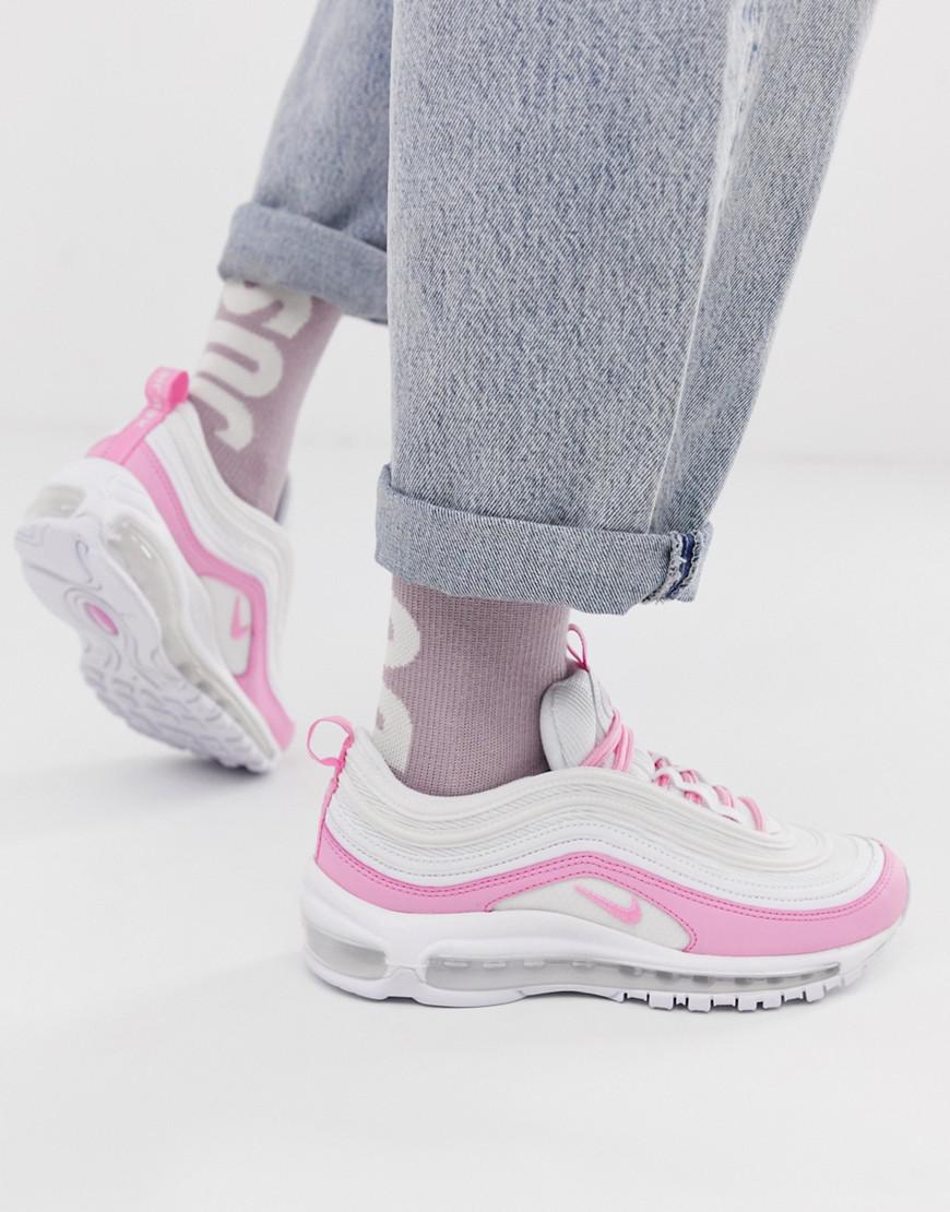 Nike White And Pink Air Max 97 Trainers in White Lyst Nike Air Max 97 Trainers In White in White Lyst