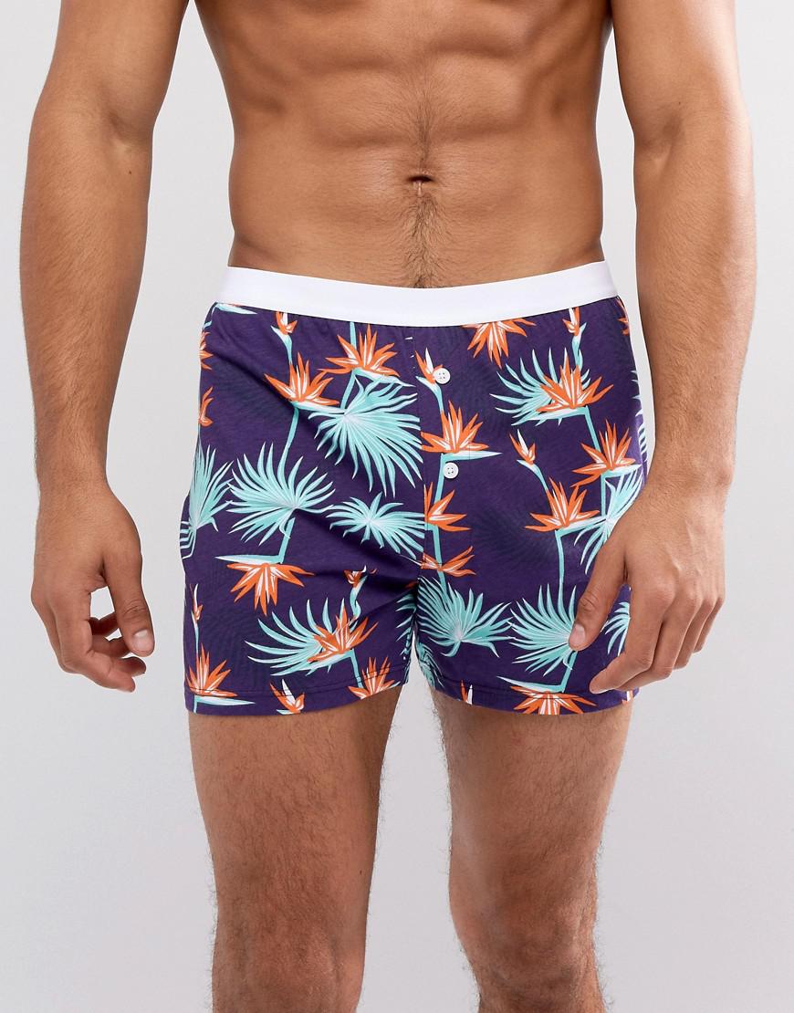 Lyst - Asos Jersey Boxers In Floral Print in Purple for Men