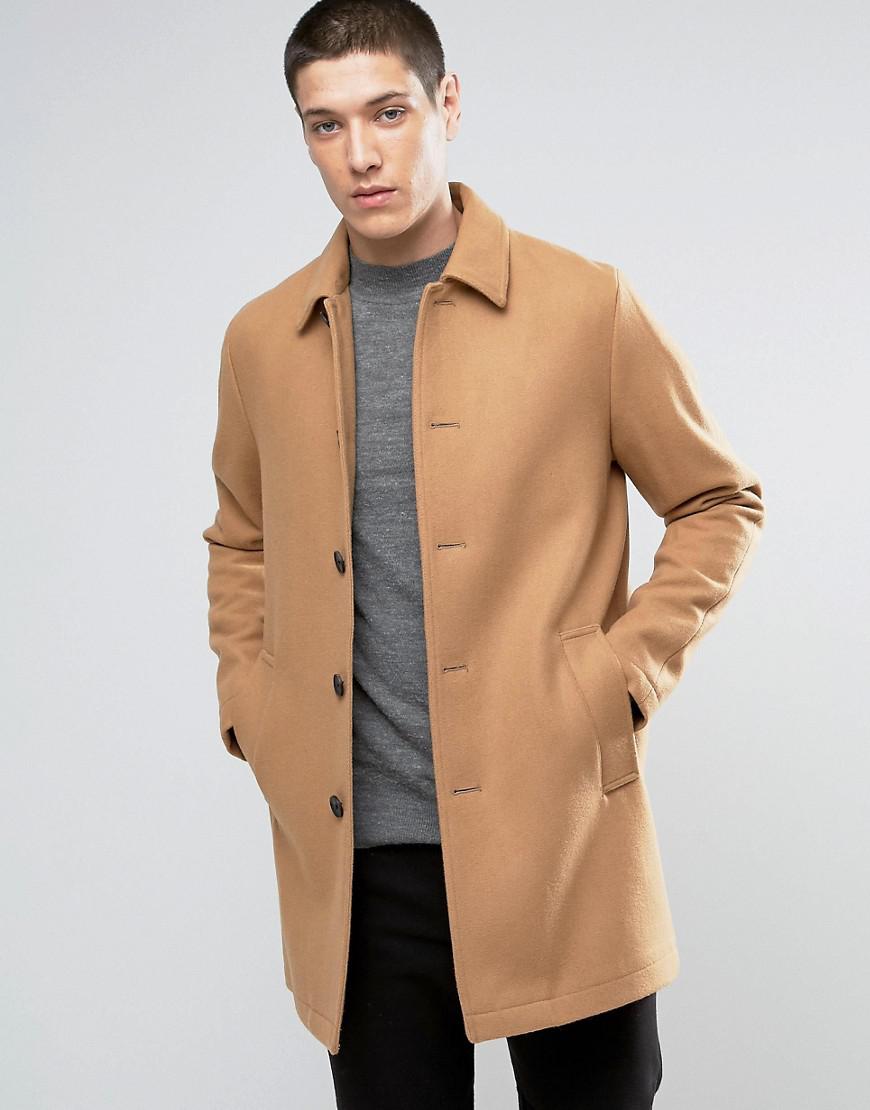 Lyst - Asos Wool Mix Trench Coat In Camel for Men