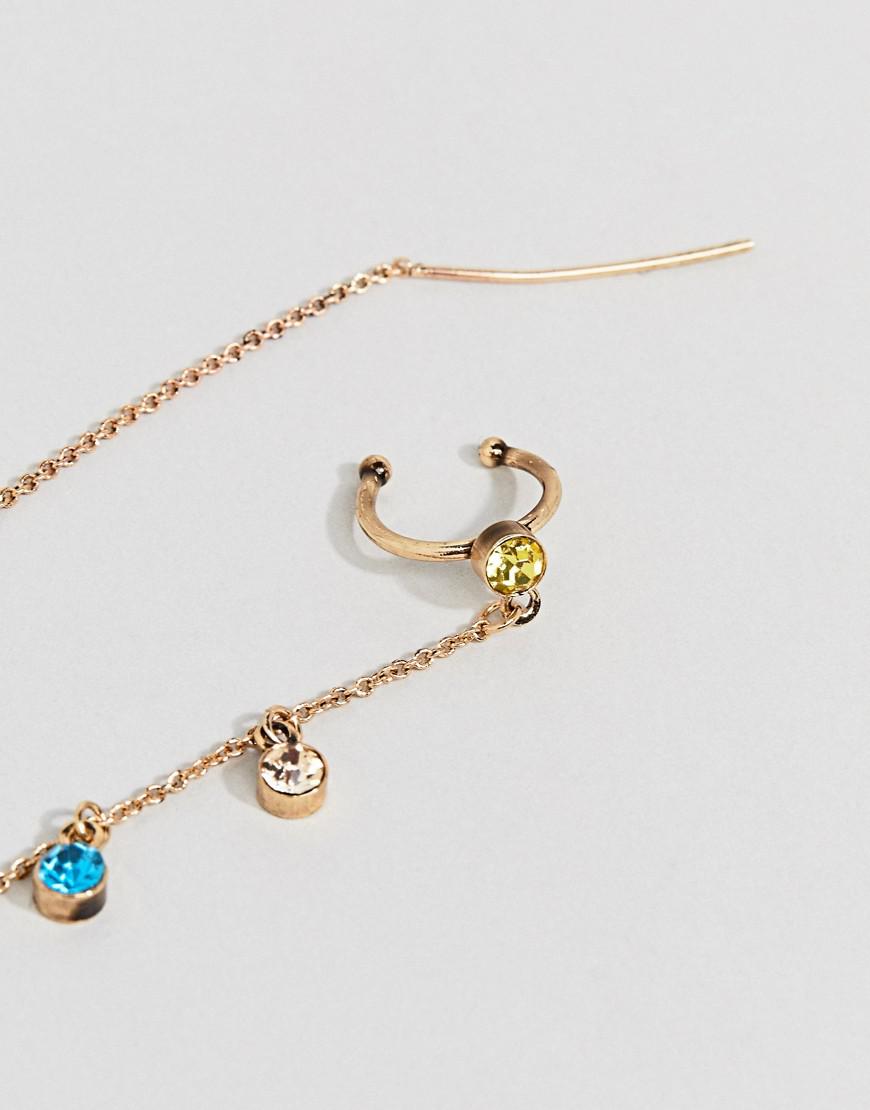 Lyst Steve Madden Gold Stud And Chain Ear Cuff Earring In Metallic Gallery Women S Ear Cuff Chain Earrings