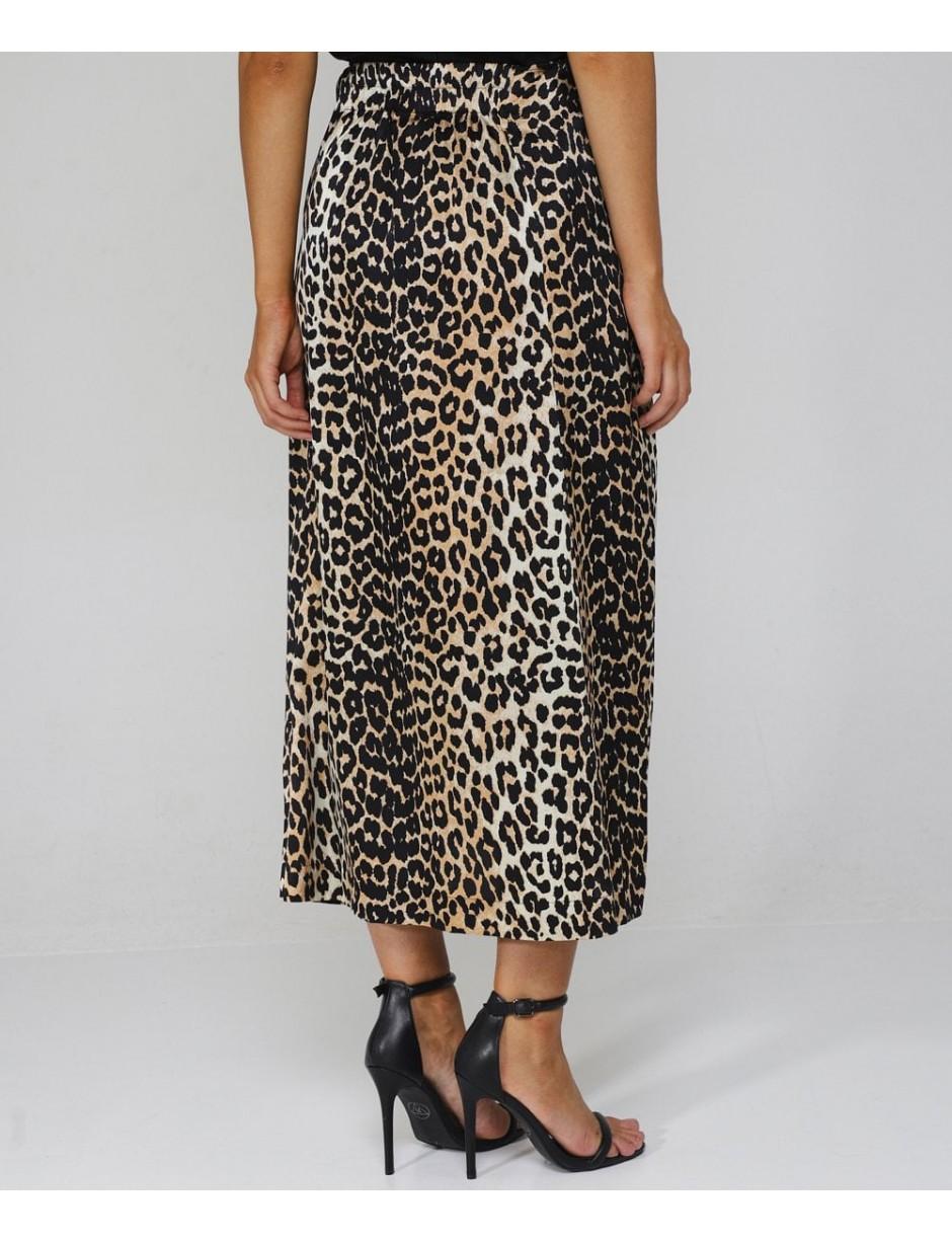 Ganni Silk Stretch Leopard Print Skirt in Brown - Lyst