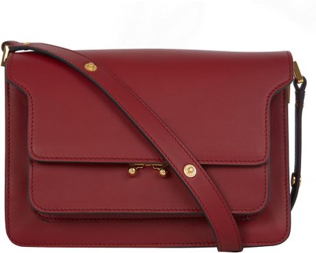 Marni Dark Red Trunk Leather Bag in Red | Lyst