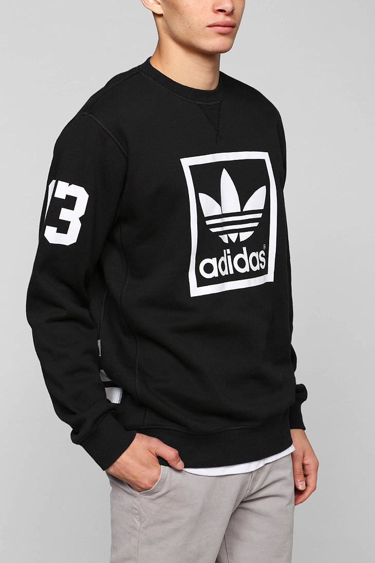 adidas Originals Trefoil Crew-Neck Sweatshirt in Black for Men - Lyst