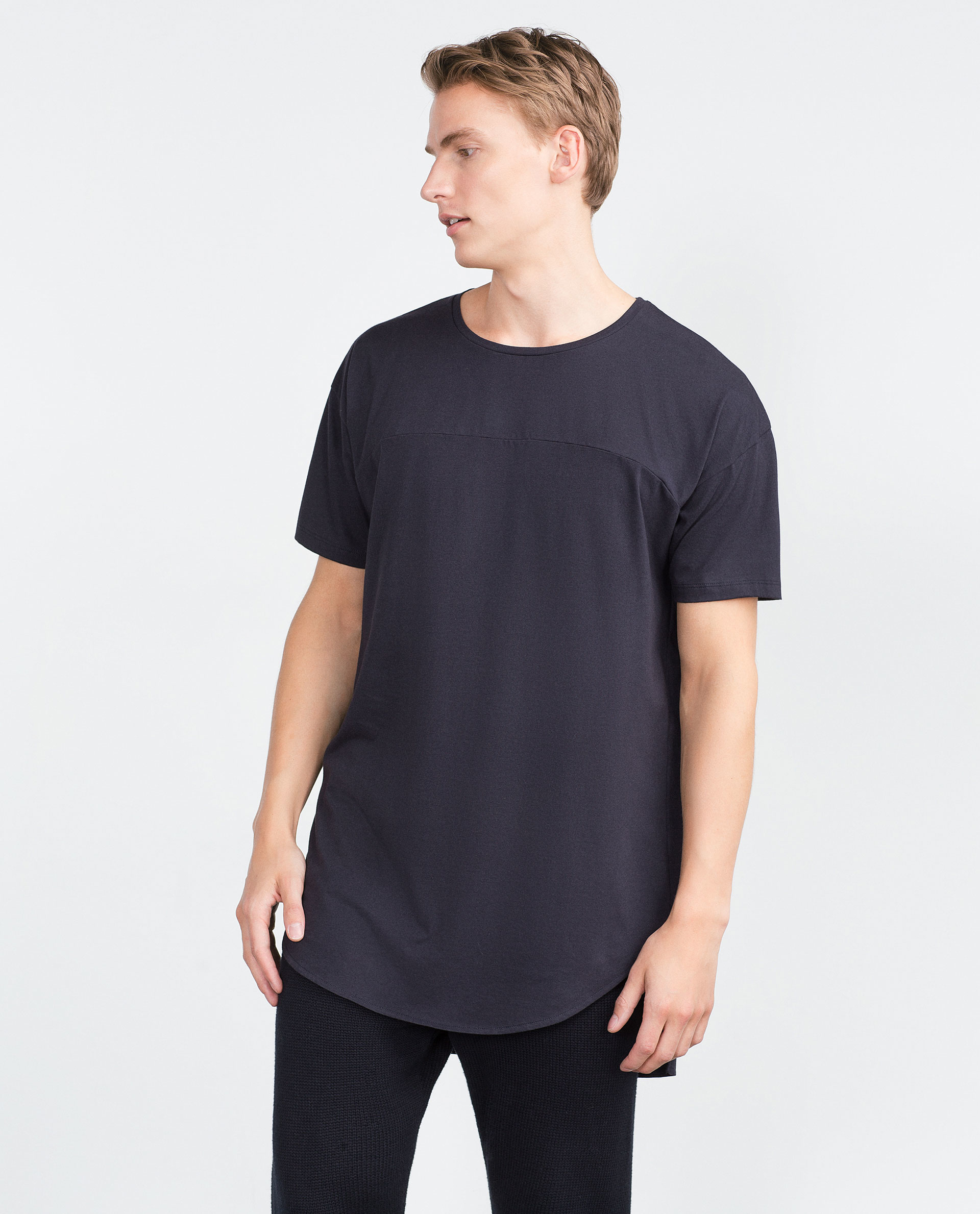 zara irregular hem t shirt in blue for navy blue lyst zara irregular hem t shirt in blue for navy blue lyst