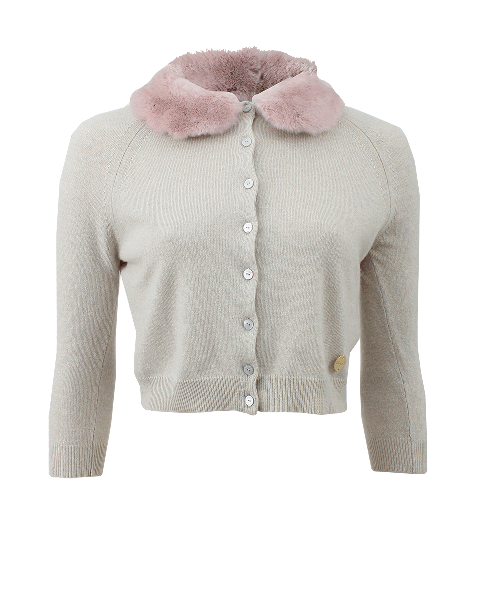 Blumarine Fur Collar Cardigan in White Lyst