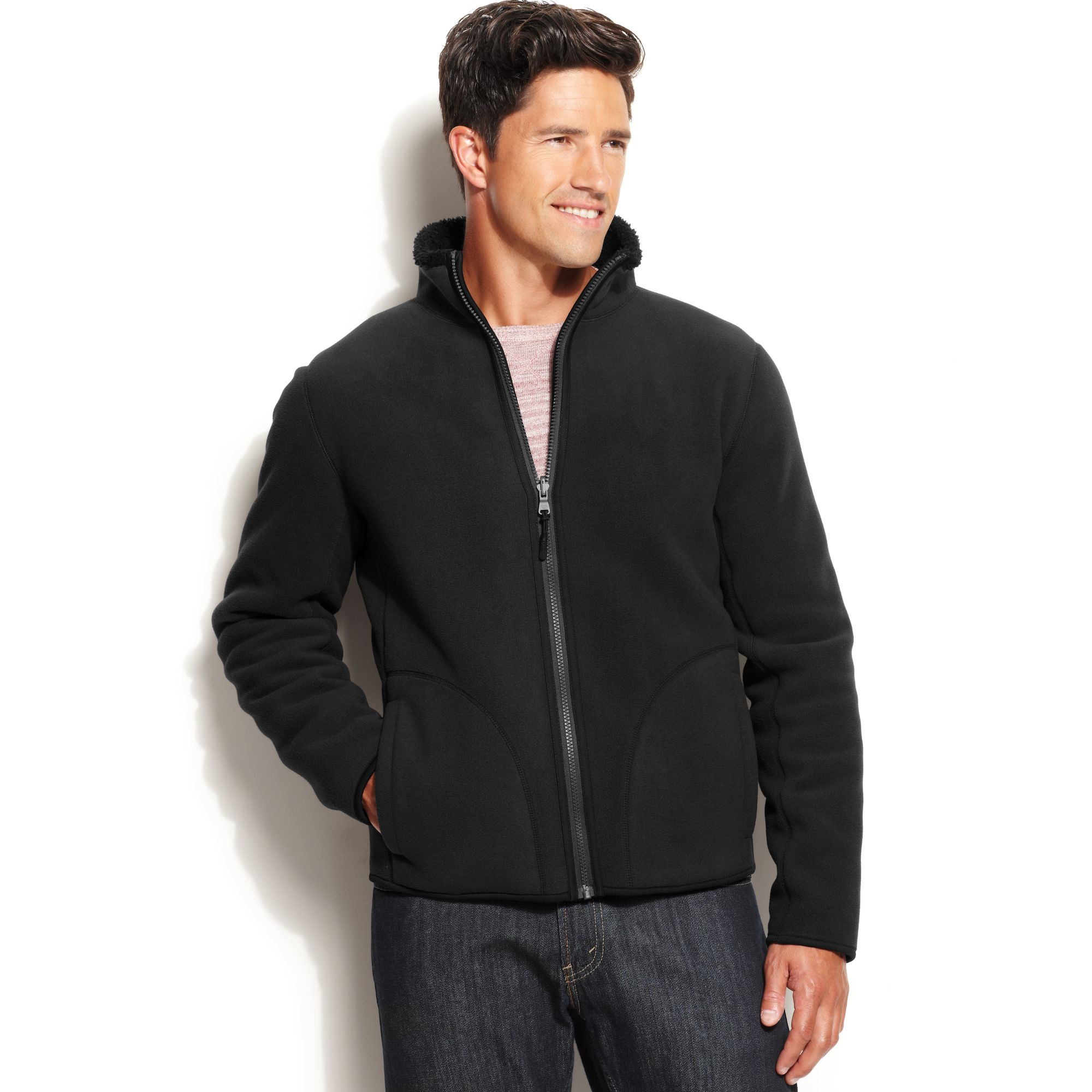 Lyst - Calvin Klein Fleece Reversible Zip Jacket in Black for Men